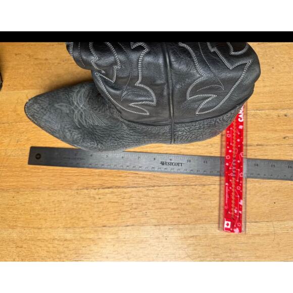 VTG Adams Biltrite Cowboy Boots Women's Leather Black Est Size 10.5 Men 9.5 - Picture 4 of 16